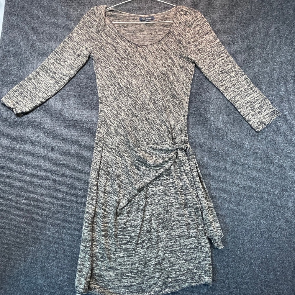 Max Edition Stretch Knit Dress M Grey Space Dye Side Knot 90s Grunge Bodycon Y2K